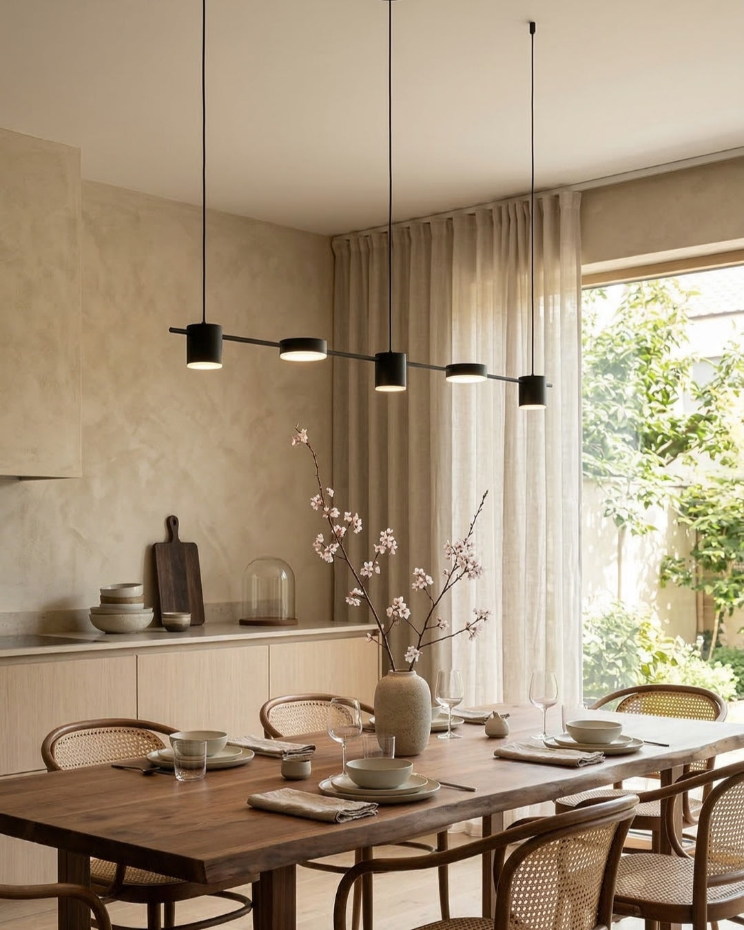 Linear LED Pendant Light with Acrylic Diffuser, Dimmable