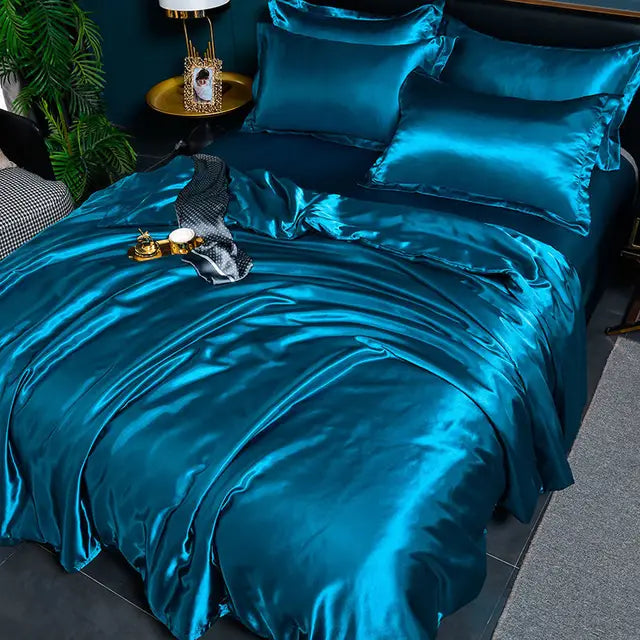 Satin Duvet Cover Set with 2 Pillowcases, 4 Sizes