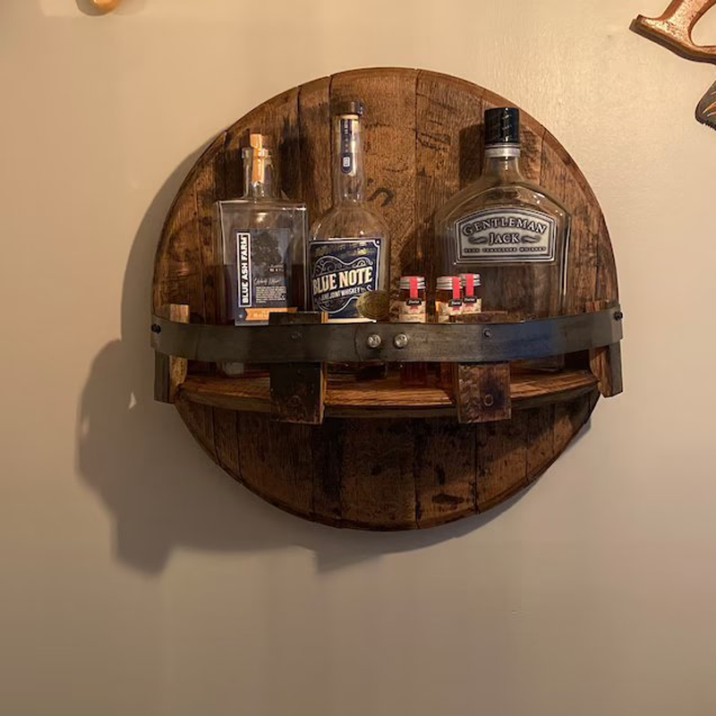 Wall-Mounted Bottle Rack, Wood-Effect Resin, Holds 7 Bottles