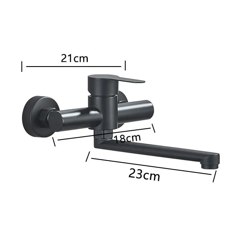 Wall Mounted Tap with Twin Handles and 360 Swivel Spout