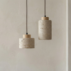 Modern Natural Stone Pendant Light with Textured Shade