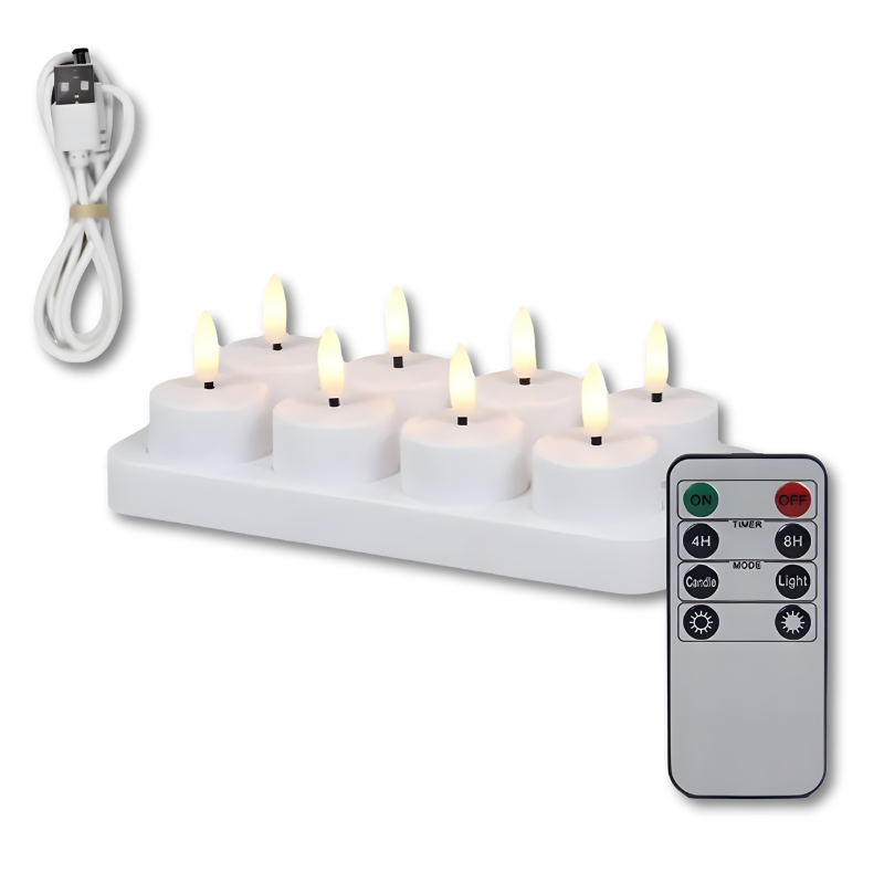 Rechargeable LED Candles with Remote and Timer, Flickering