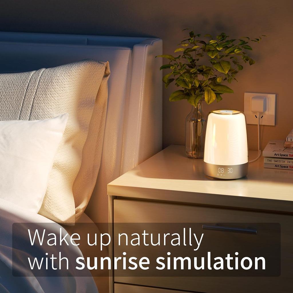 Sunrise Wake-Up Light Alarm Clock with Nature Sounds, USB-C