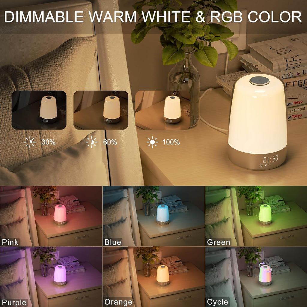 Sunrise Wake-Up Light Alarm Clock with Nature Sounds, USB-C