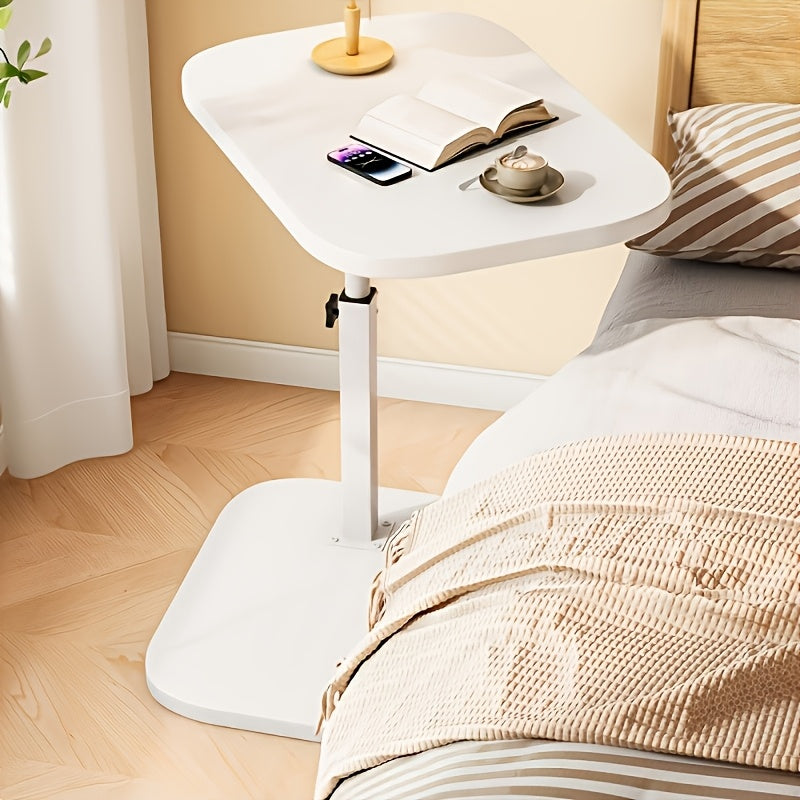 Height Adjustable Side Table for Sofa and Bed, Wood and Metal