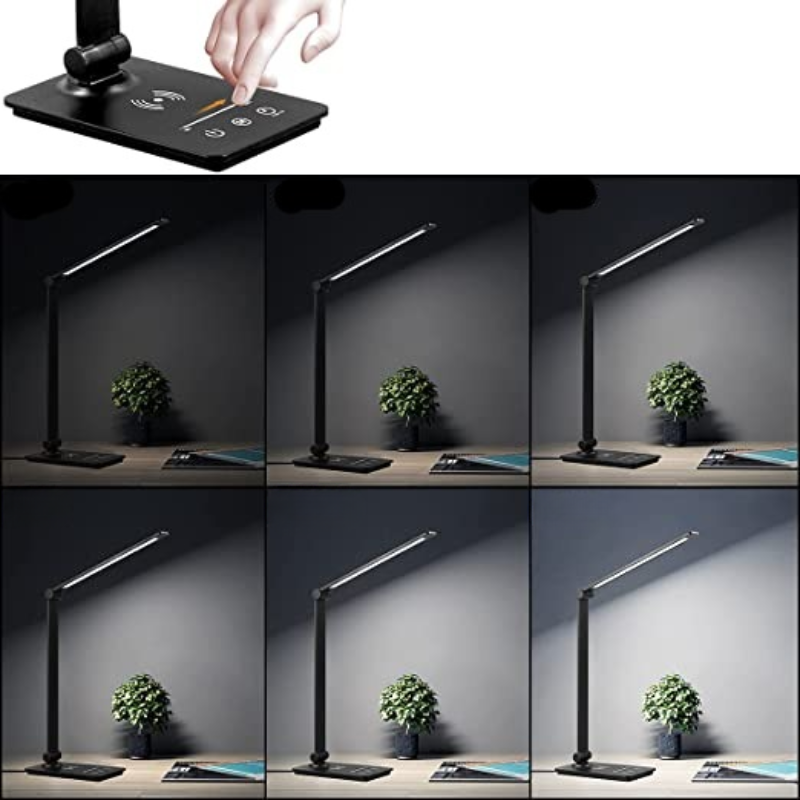 LED Desk Lamp with Wireless Charging, Touch Dimmer and Timer