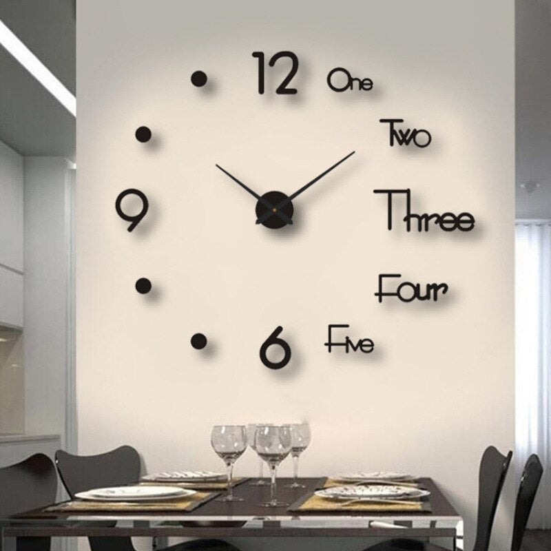 Modern 3D Number Wall Clock, Minimalist Design 60 to 130cm