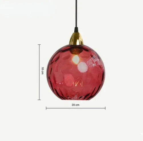 Glass Globe Pendant Light with Coloured Shade, E27