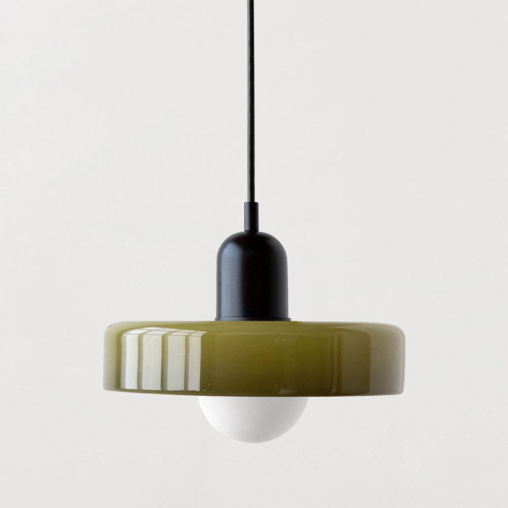 Coloured Glass Pendant Light with G9 Bulb, Retro Design