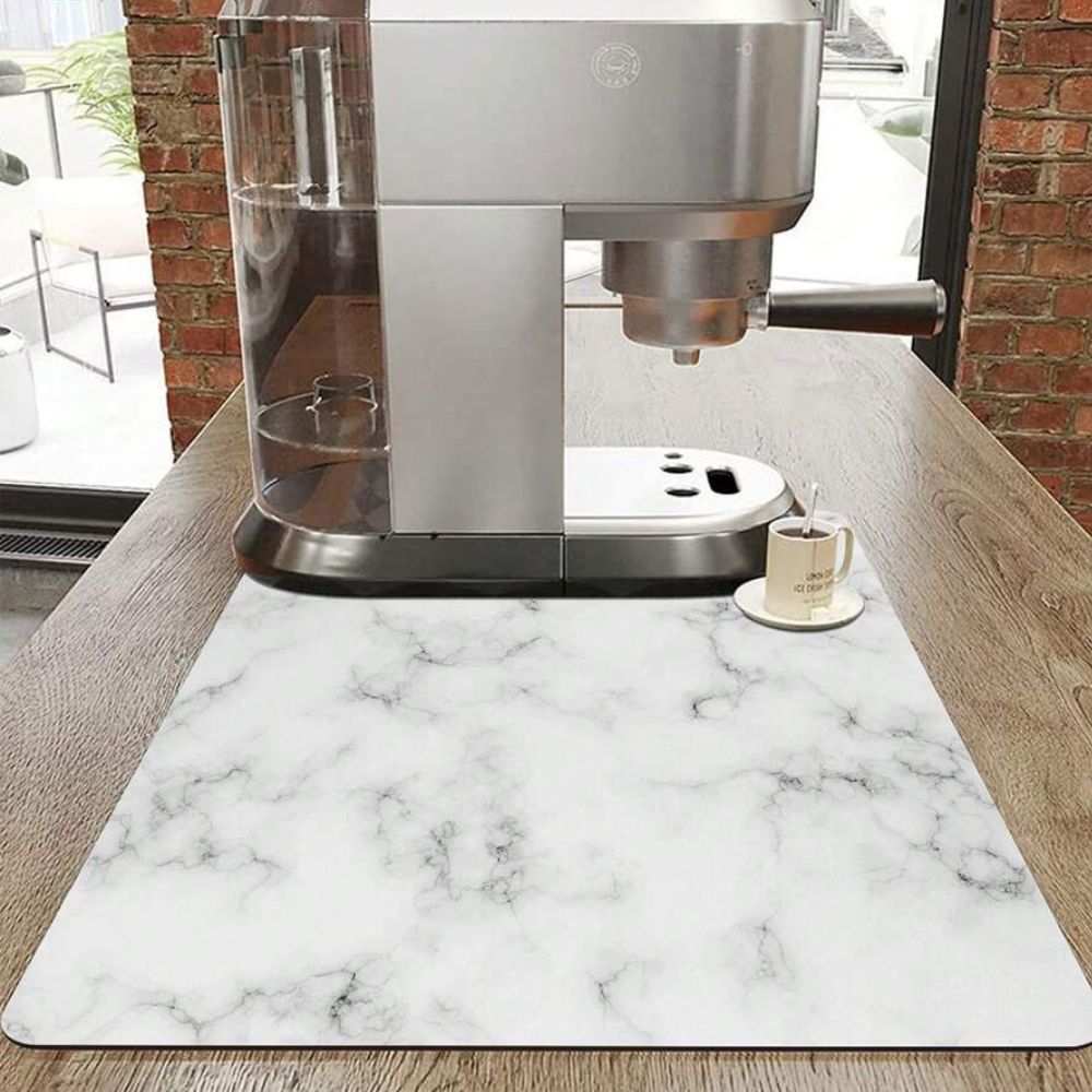Absorbent Dish Drying Mat, Marble-Effect, Heat Resistant