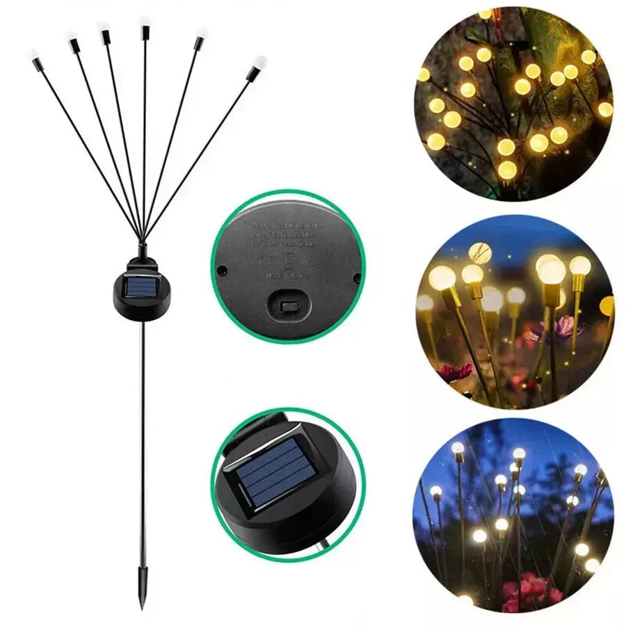 Solar Firefly Garden Light with Warm White LEDs, 33cm