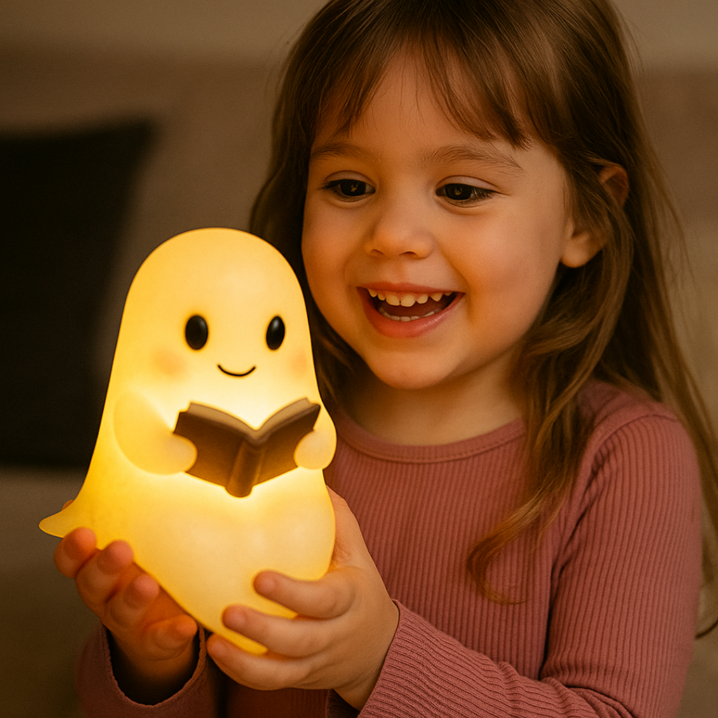 Handmade Ceramic Ghost Night Light with Warm White LED