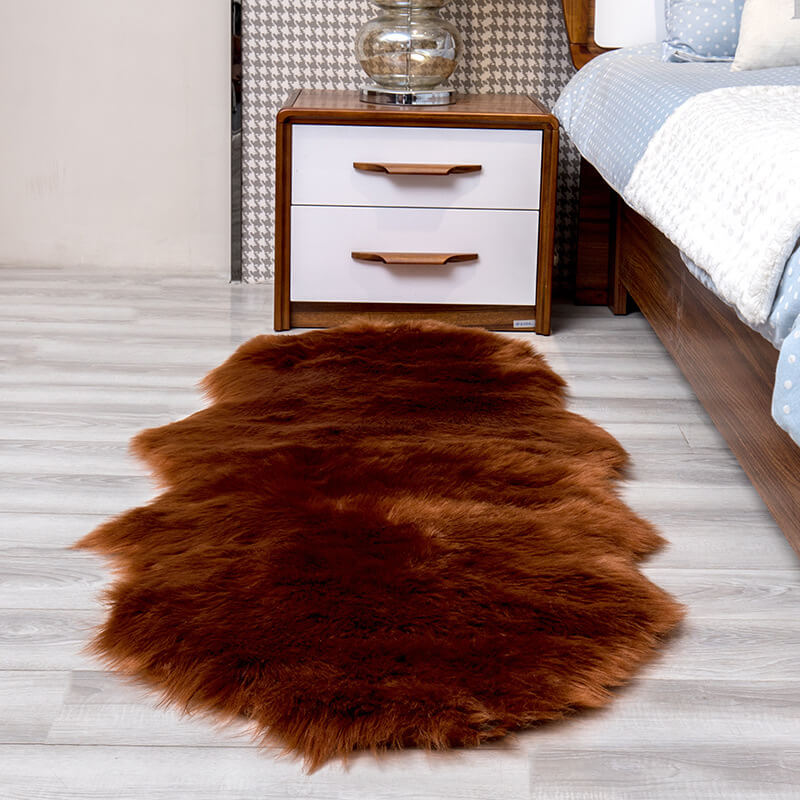 Long Pile Faux Fur Rug with Non-Slip Backing, Five Sizes