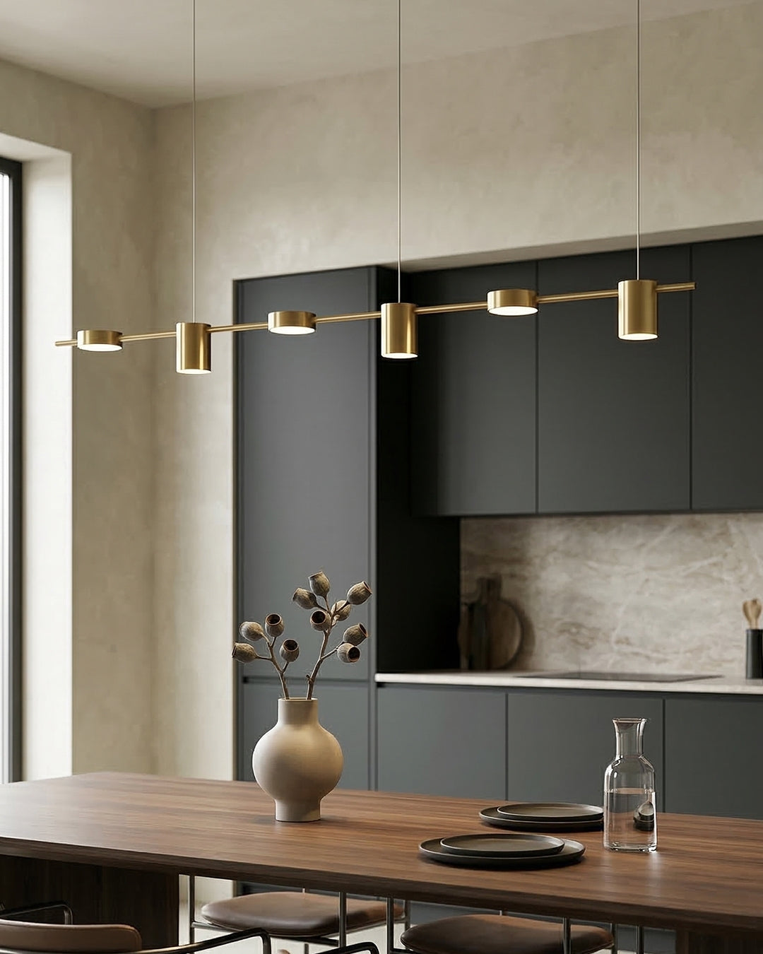 Linear LED Pendant Light with Acrylic Diffuser, Dimmable