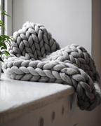 Hand-Knitted Chunky Chenille Throw Blanket