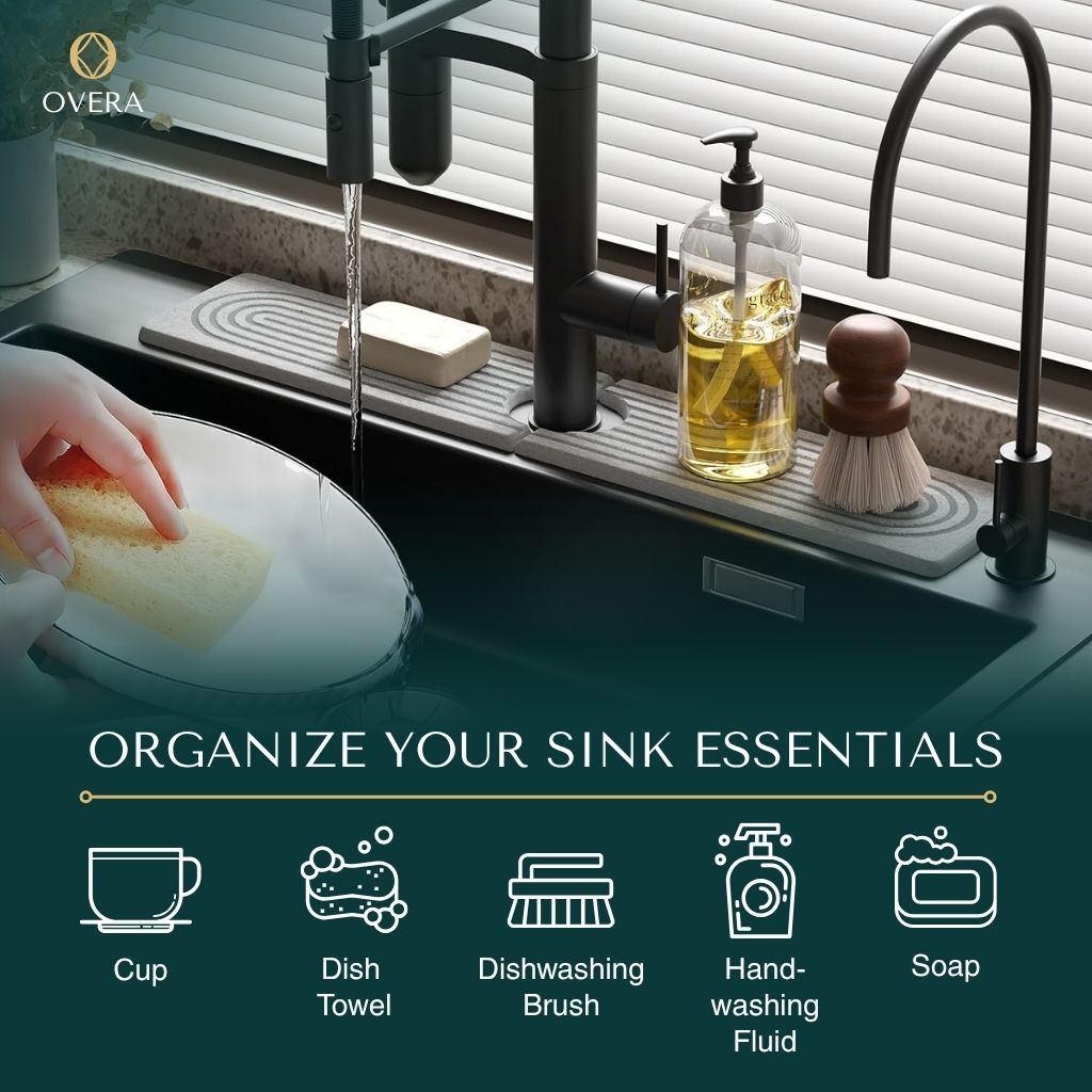 Diatomite Draining Mat for Taps and Sinks, Fast-Drying