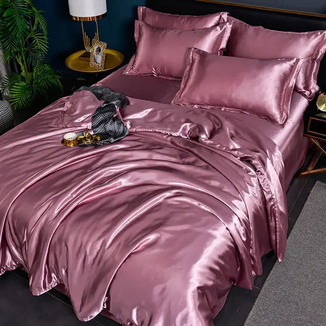 Satin Duvet Cover Set with 2 Pillowcases, 4 Sizes