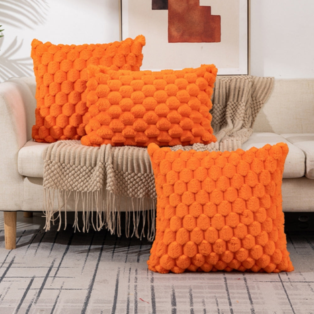 3D Textured Cushion Cover in Cotton Blend with Zip, 11 Colours