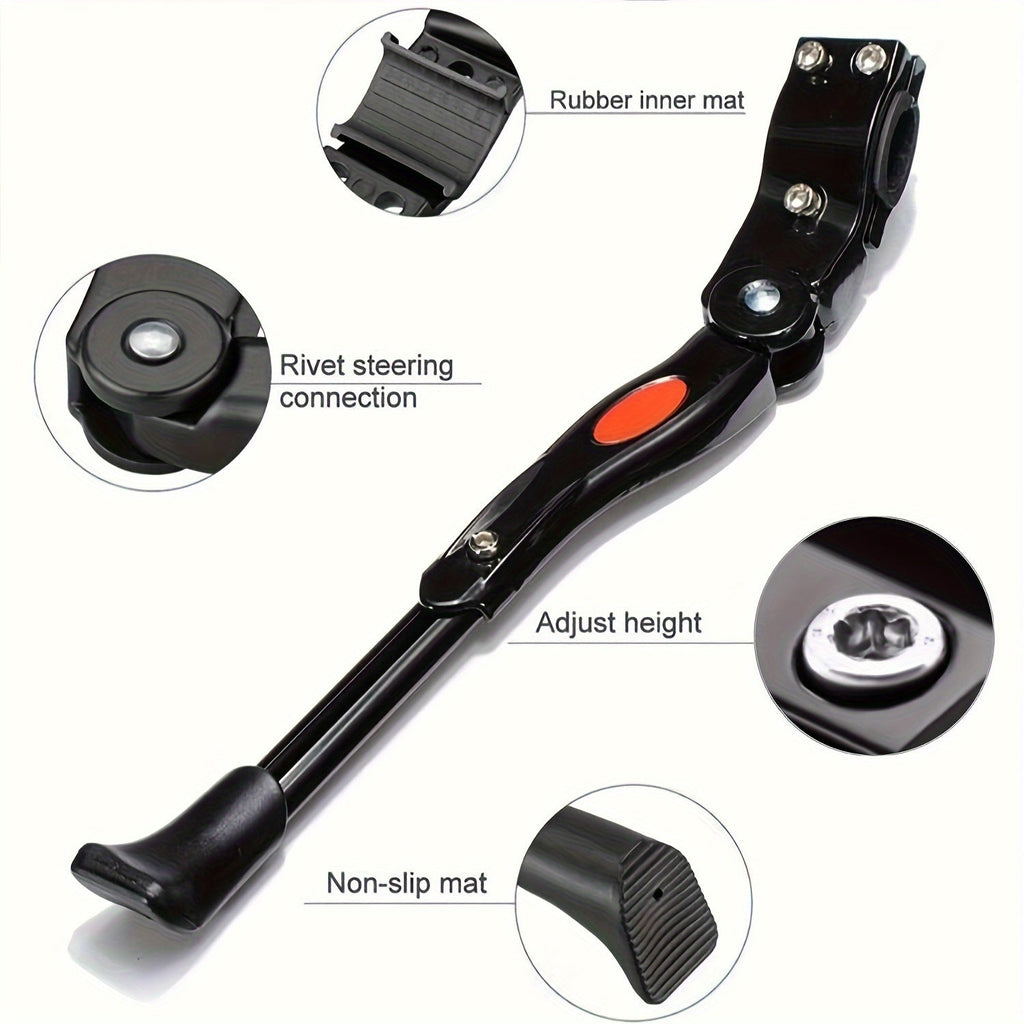 Adjustable Aluminium Bike Kickstand, Black, Universal Fit