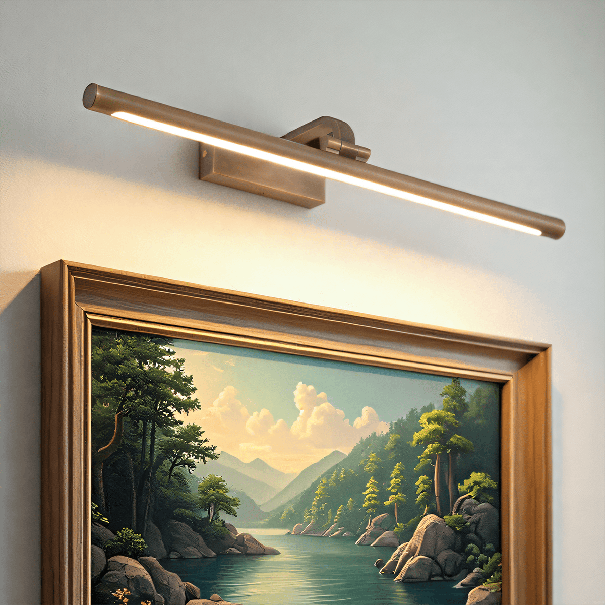 Rechargeable Picture Light in Gold with Remote and Dimmer