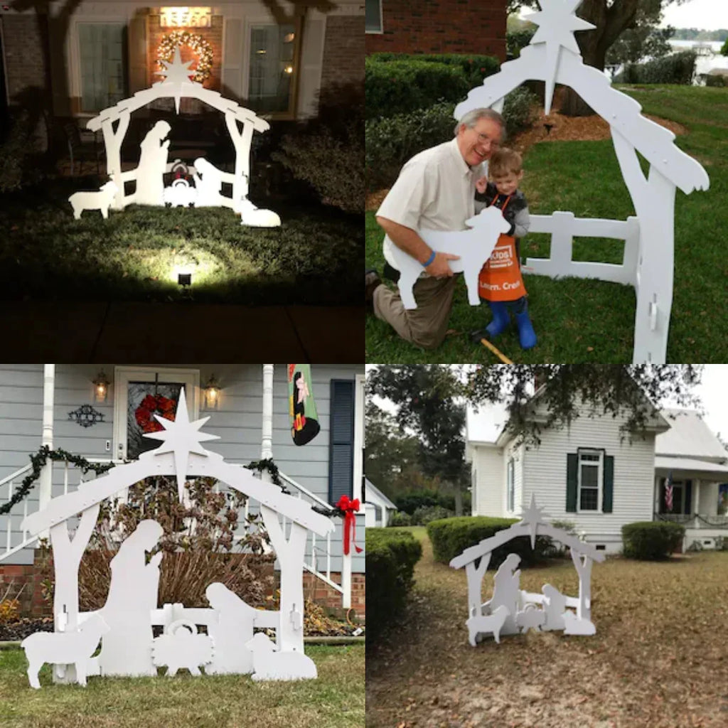 Outdoor Nativity Set with Figures, Weather Resistant, Two Sizes