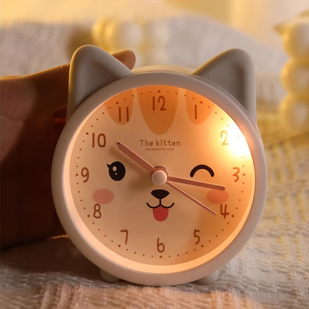 Silent Children's Alarm Clock with Night Light, Rabbit Design