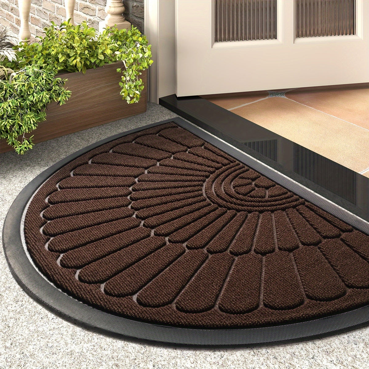 Half Round Rubber Doormat, Non-Slip for Indoors and Outdoors