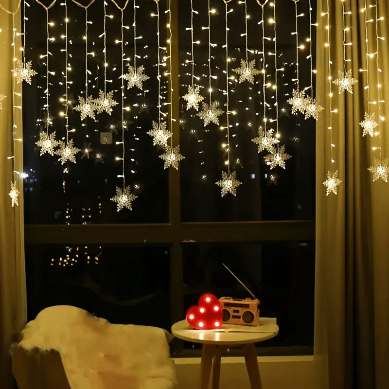USB Snowflake String Lights 4m, Warm White or Multicolour