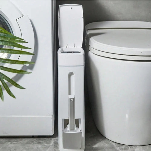 Compact 4.5L Bathroom Bin with Built-In Toilet Brush