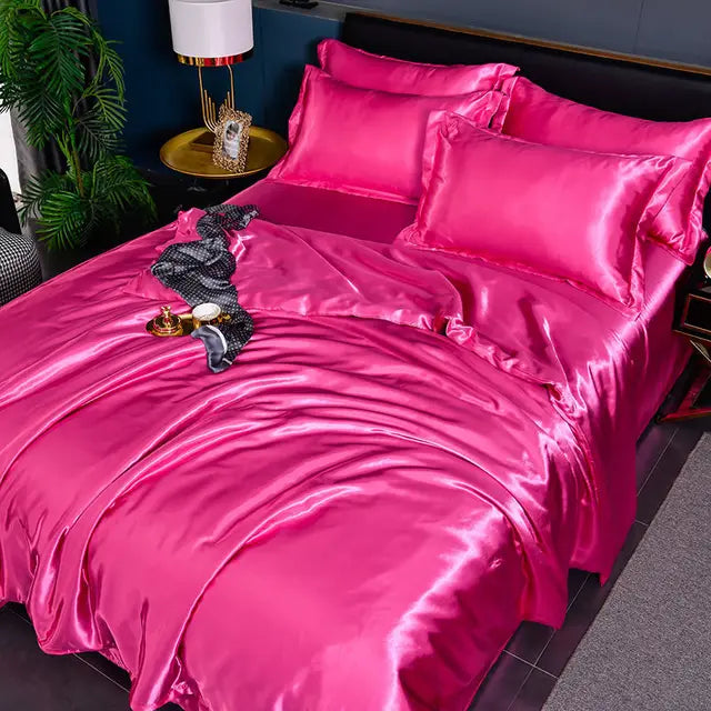 Satin Duvet Cover Set with 2 Pillowcases, 4 Sizes