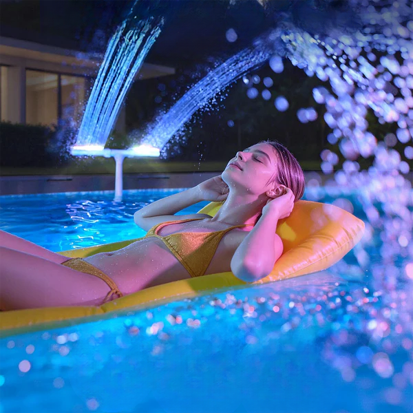 Solar Pool Fountain with RGB LED Lights and Remote