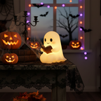 Handmade Ceramic Ghost Night Light with Warm White LED