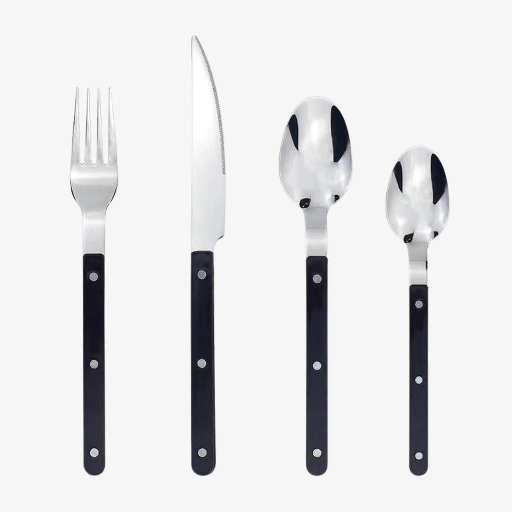24-Piece Stainless Steel Cutlery Set with Coloured Handles