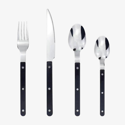 24-Piece Stainless Steel Cutlery Set with Coloured Handles
