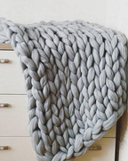 Hand-Knitted Chunky Chenille Throw Blanket