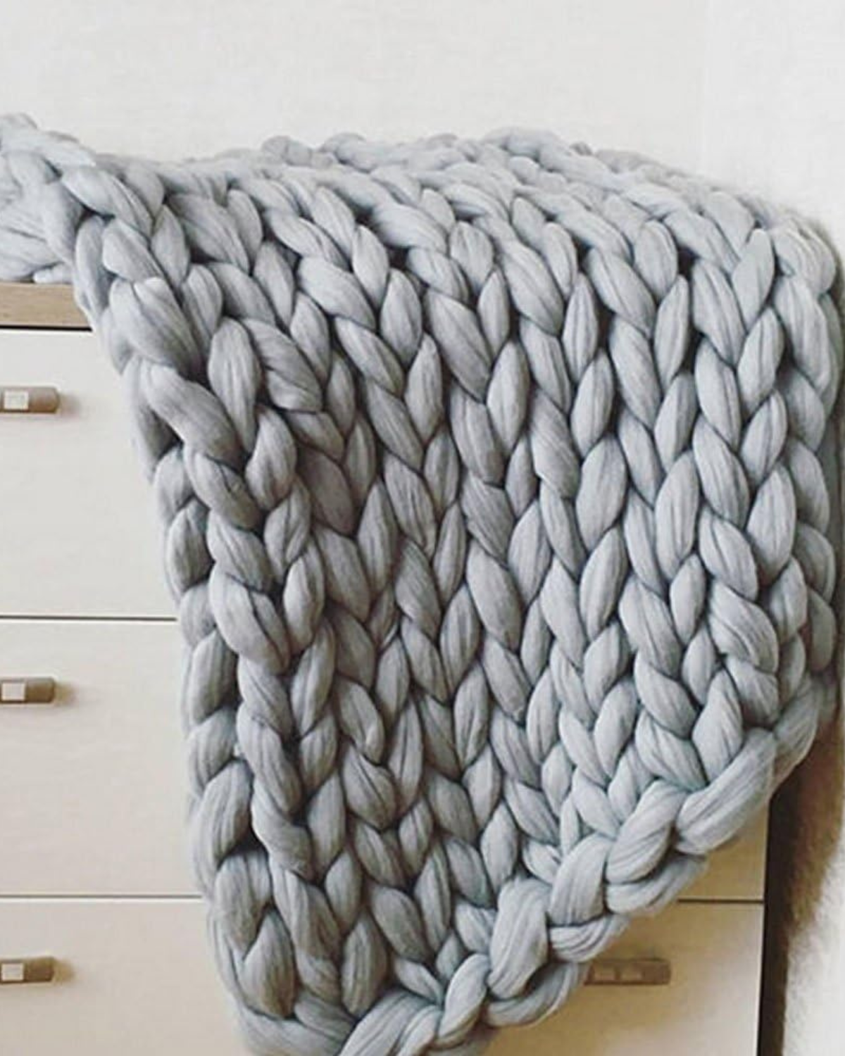 Hand-Knitted Chunky Chenille Throw Blanket