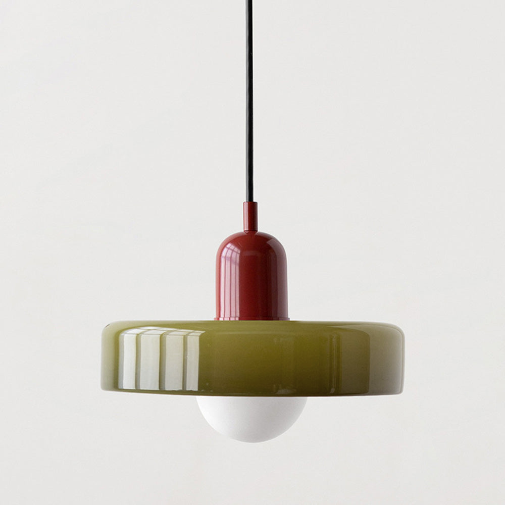 Coloured Glass Pendant Light with G9 Bulb, Retro Design
