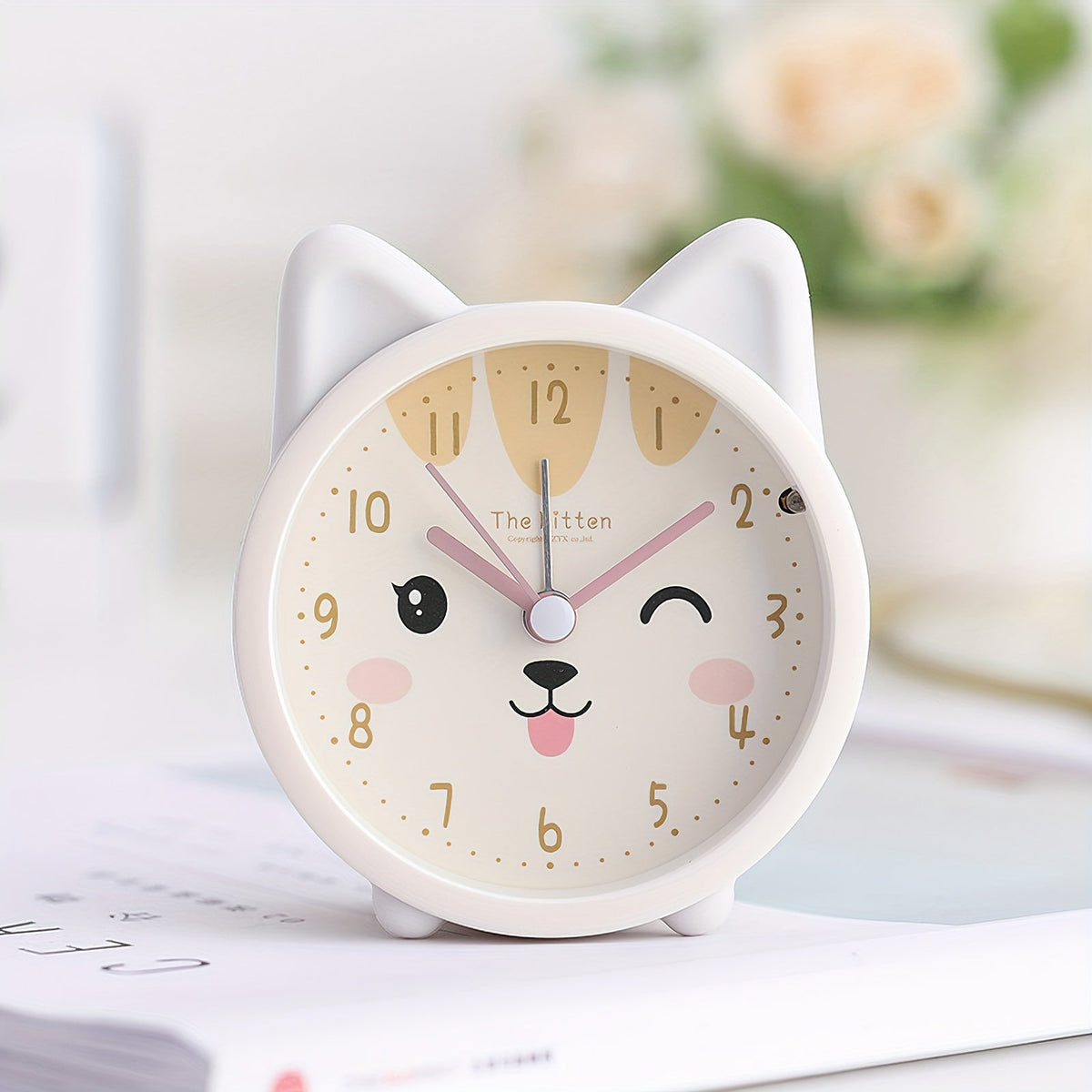 Silent Children's Alarm Clock with Night Light, Rabbit Design