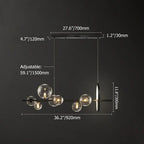 Linear Glass Globe Pendant Light, 7 or 10 Lights, G9 LEDs