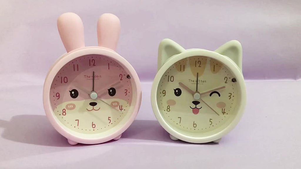 Silent Children's Alarm Clock with Night Light, Rabbit Design