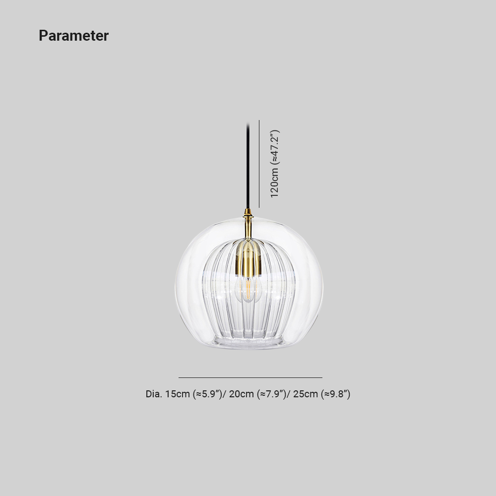 Glass Globe Pendant Light 15cm, Clear or Amber