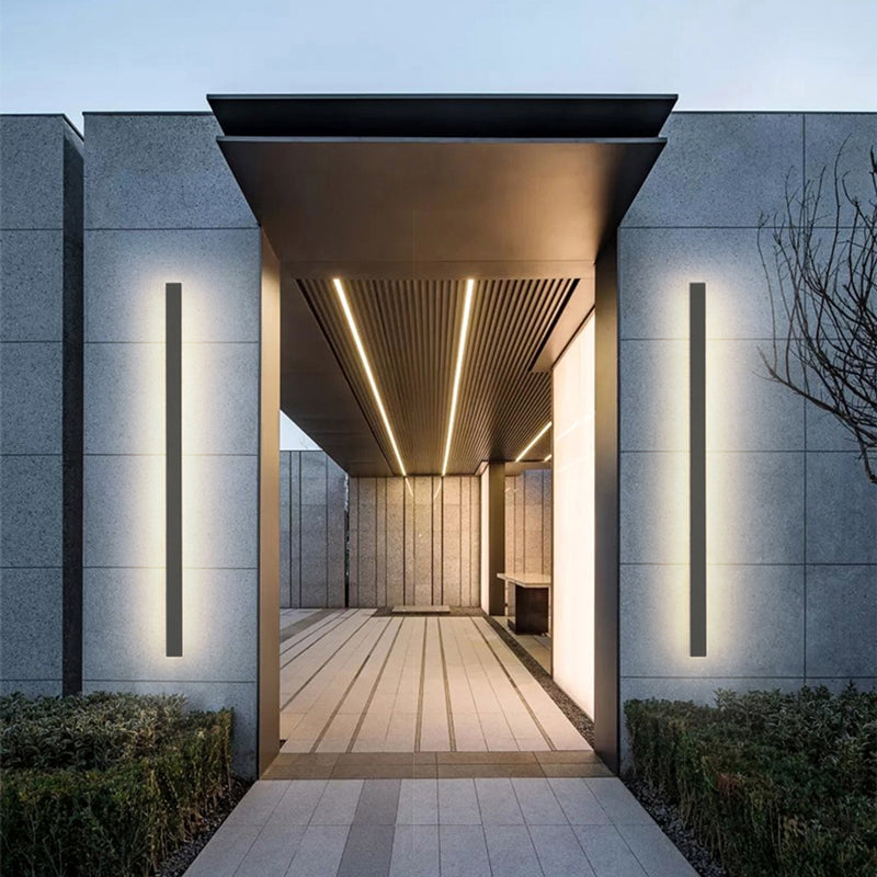 Linear LED Outdoor Wall Light, IP65, 30-200cm, Black or Grey