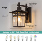Cast Aluminium Outdoor Wall Light, IP23, E27, 29cm