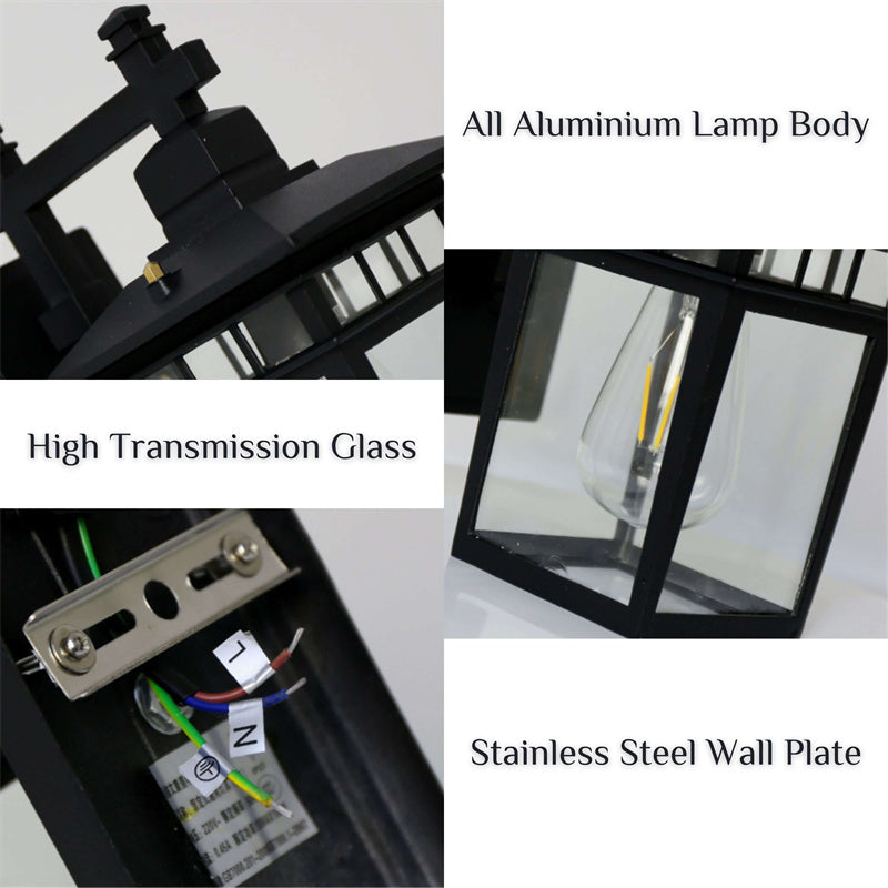 Cast Aluminium Outdoor Wall Light, IP23, E27, 29cm