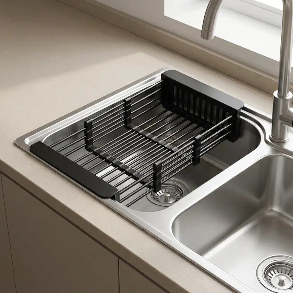 Extendable Stainless Steel Over-Sink Drying Rack, 28.5-47cm