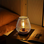 Cordless Metal Mesh Table Lamp, Rechargeable Warm White LED