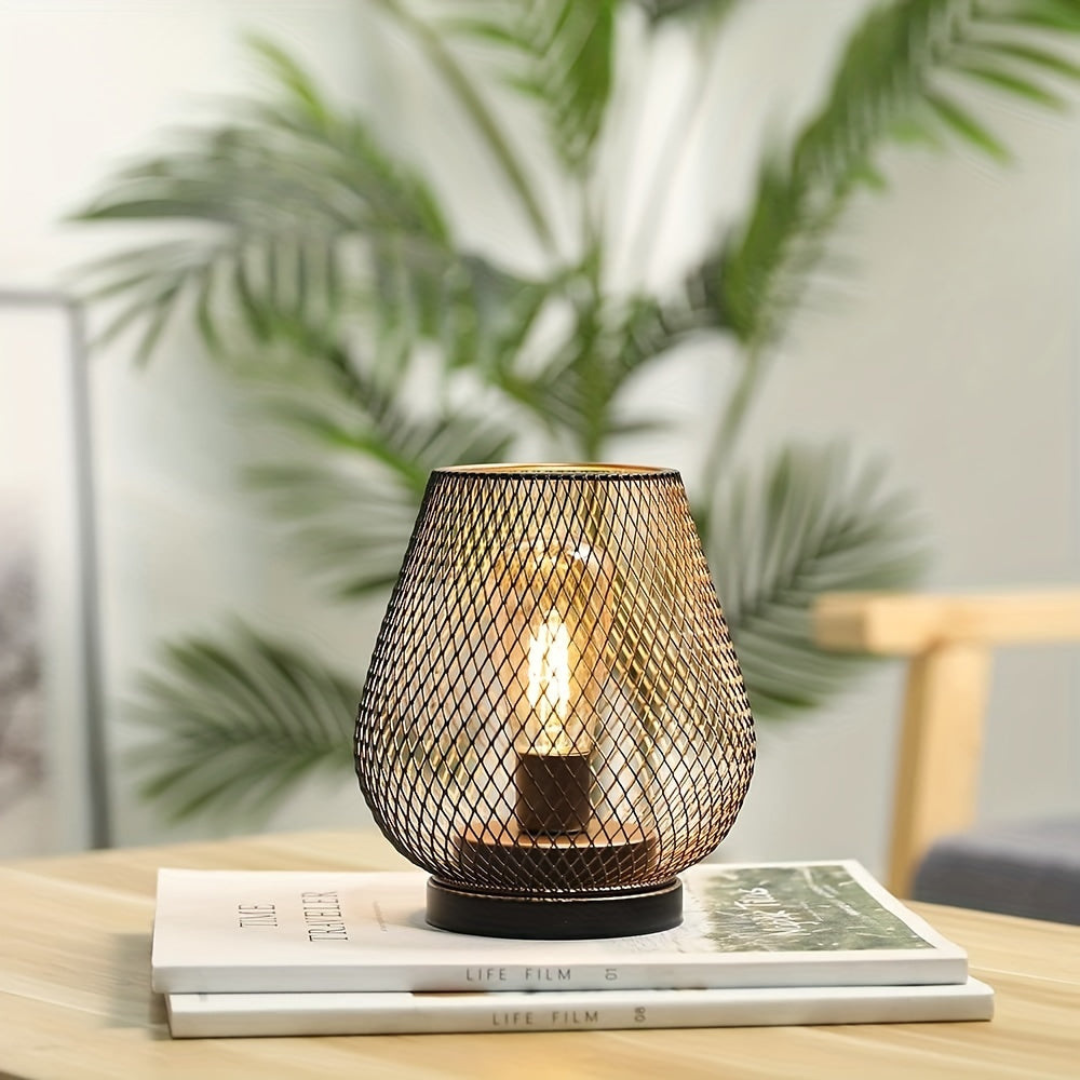 Cordless Metal Mesh Table Lamp, Rechargeable Warm White LED