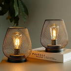 Cordless Metal Mesh Table Lamp, Rechargeable Warm White LED