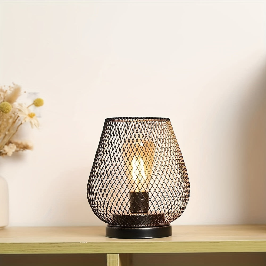 Cordless Metal Mesh Table Lamp, Rechargeable Warm White LED