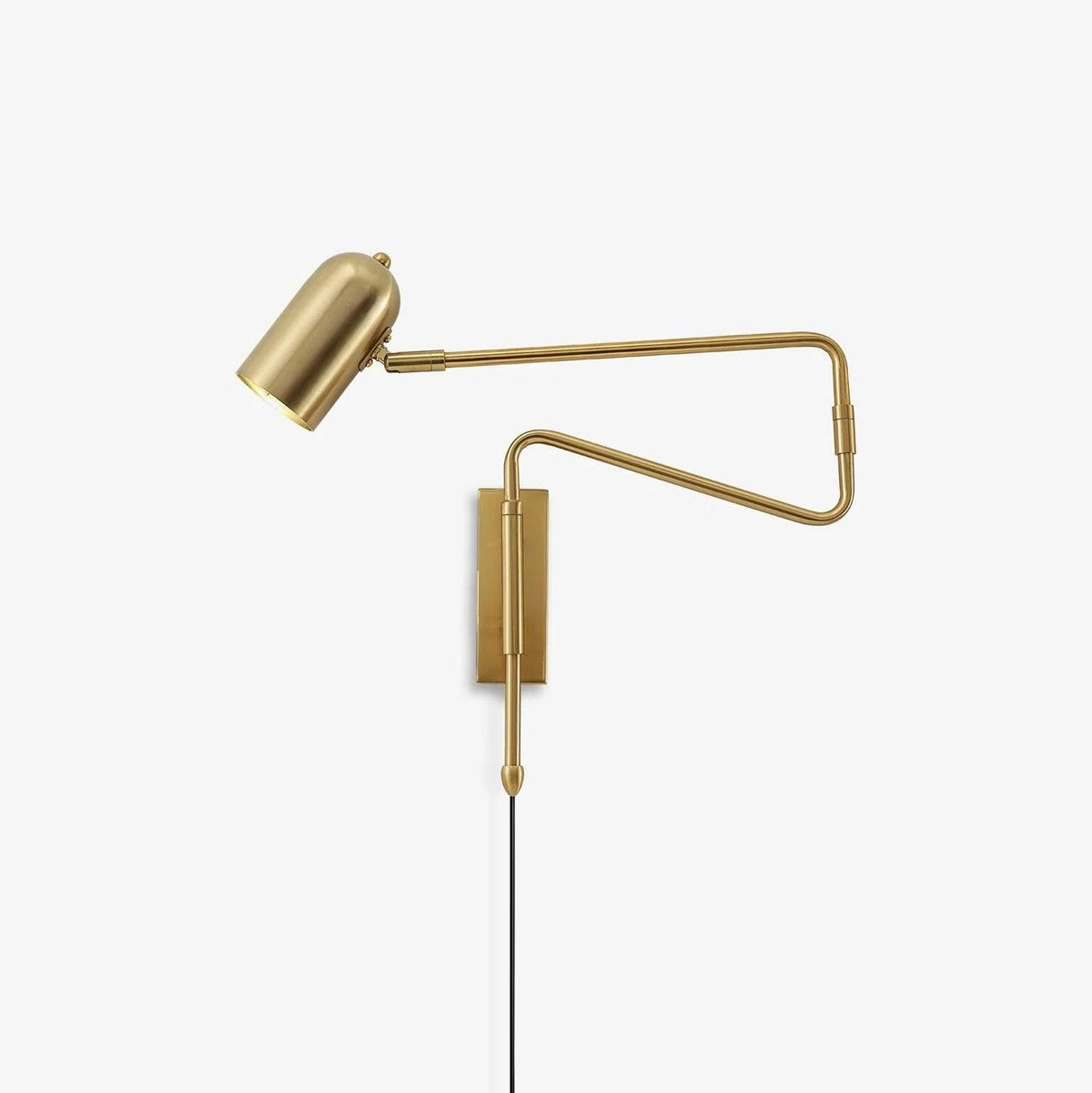 Plug-In Swing Arm Wall Light with Adjustable Shade, Gold